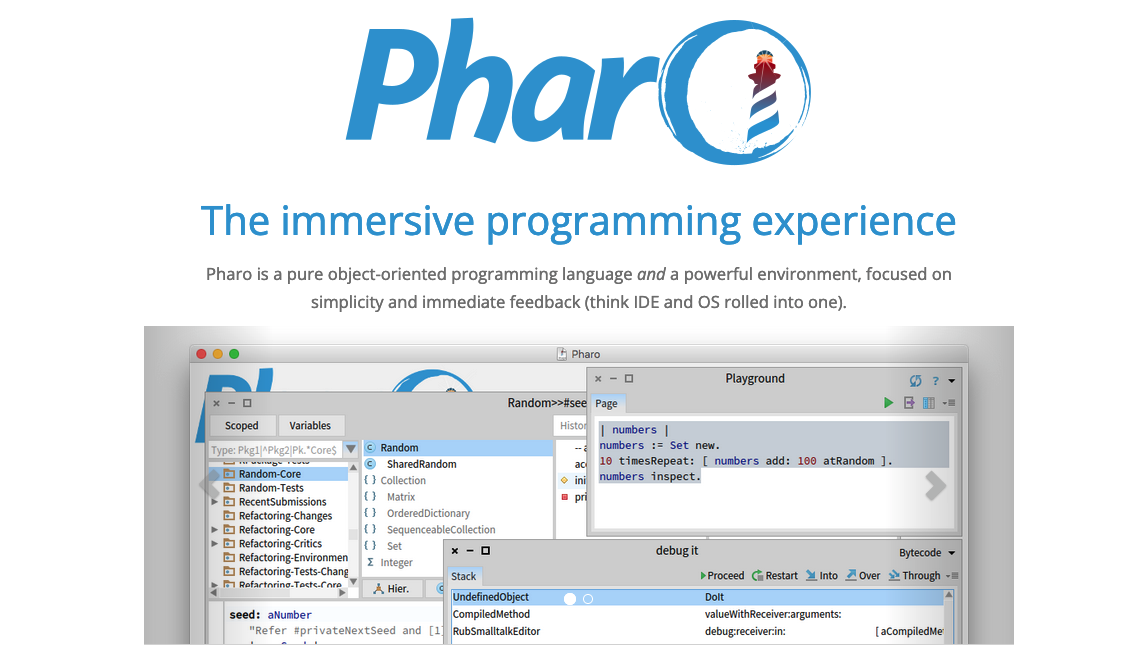 Pharo logo and example from web site